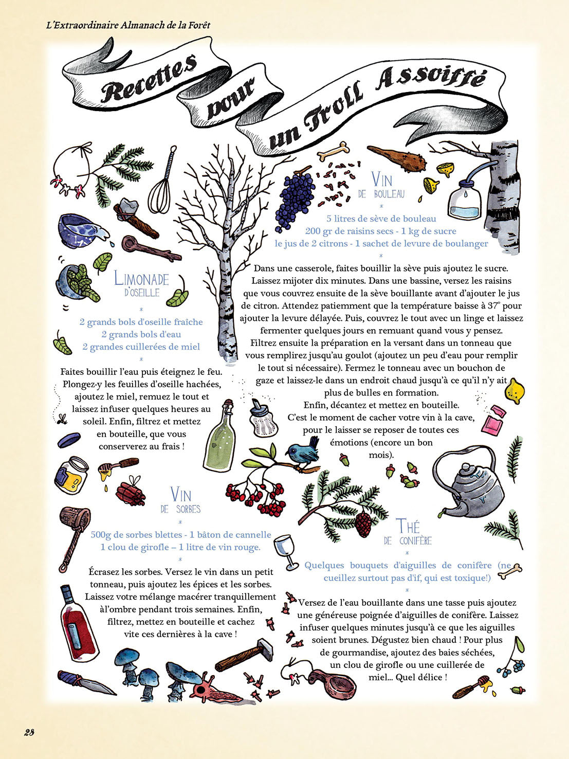 Extraordinaire almanach de la forêt, écrit, illustré et annoté par les sorcières